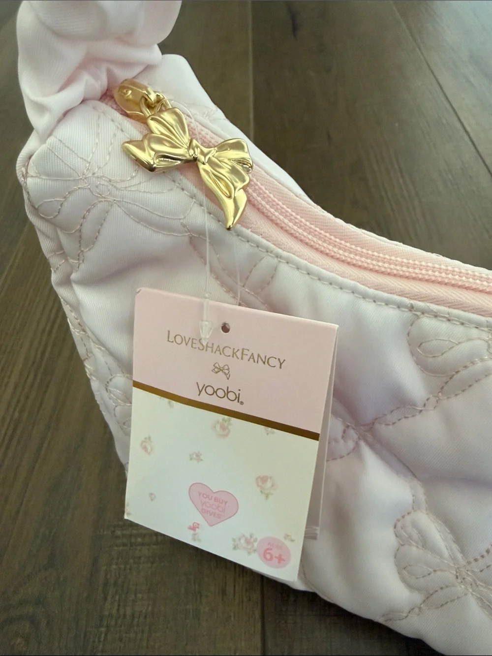 LoveShackFancy Kids Quilted Light Pink Scrunchie-Handle Mini Bag